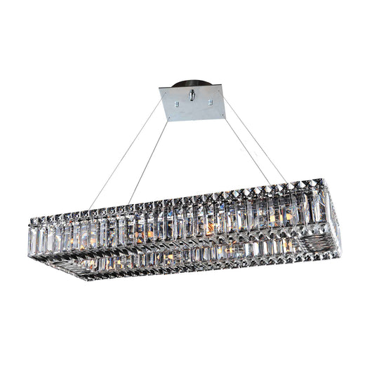 10 light 30 inch chrome rectangular chandelier