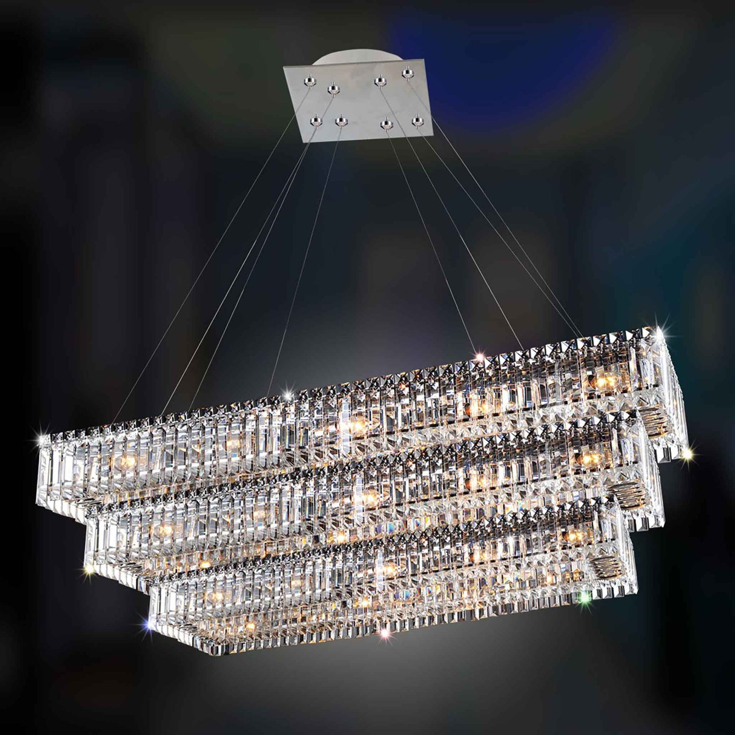 34 light 27 inch 3 tier chrome chandelier