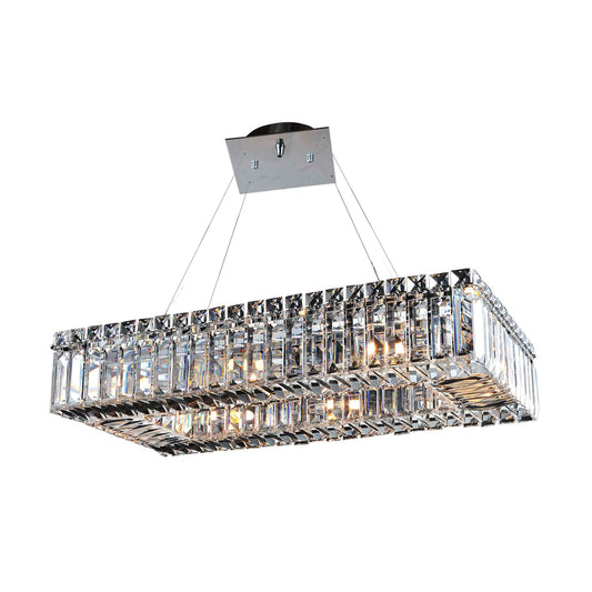 8 light 22 inch chrome rectangular chandelier