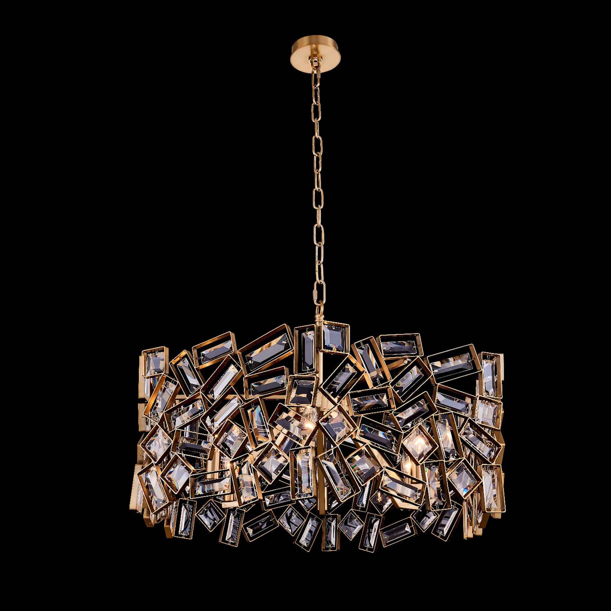 6 light 28 inch winter brass chandelier