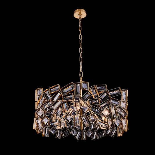 6 light 28 inch winter brass chandelier