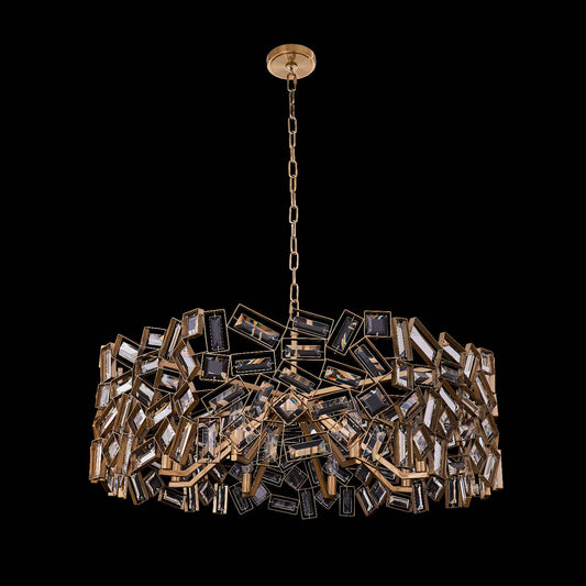 8 light 37 inch winter brass chandelier