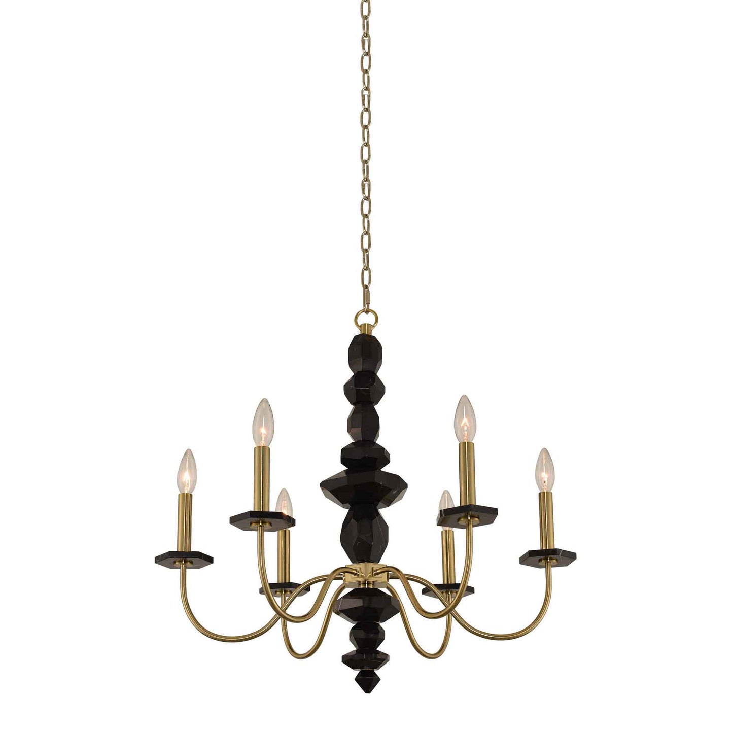 6 light 26 inch brushed brass chandelier