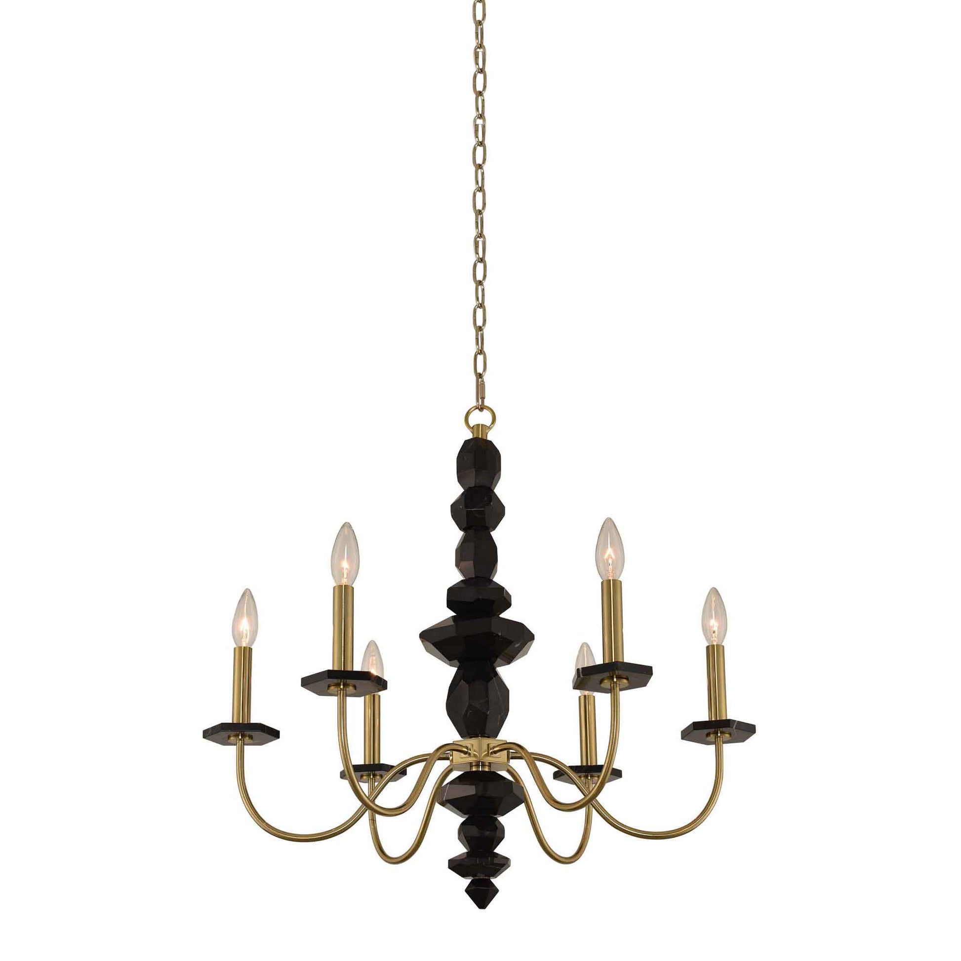 6 light 26 inch brushed brass chandelier