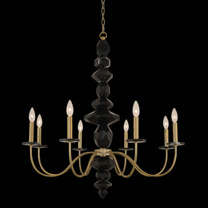 8 light 34 inch brushed brass chandelier