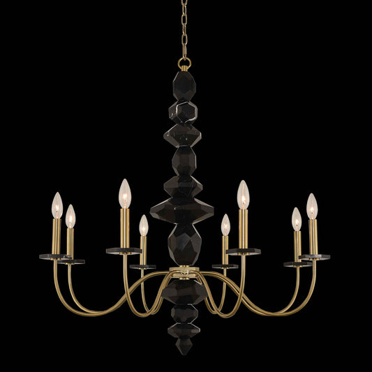 8 light 34 inch brushed brass chandelier