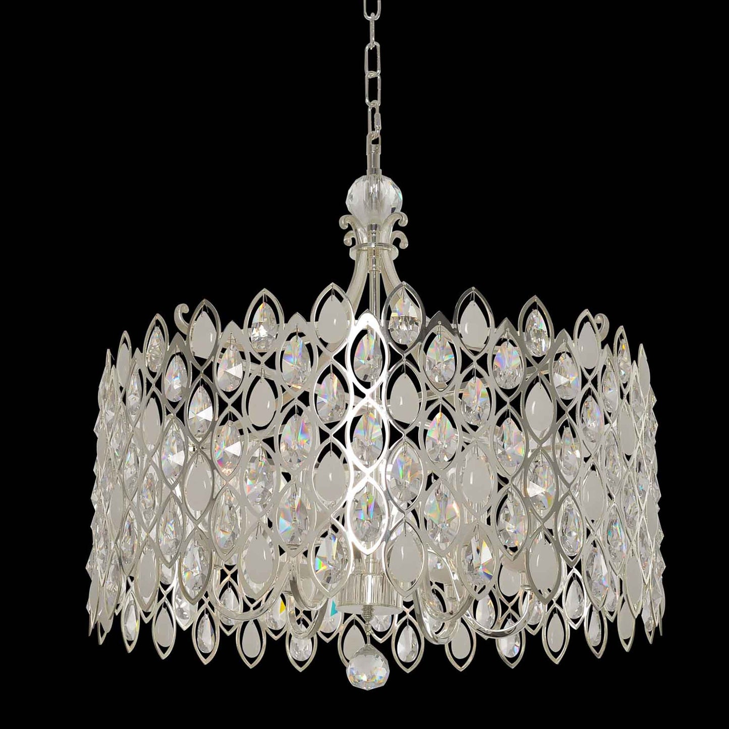 6 light 26 inch silver chandelier