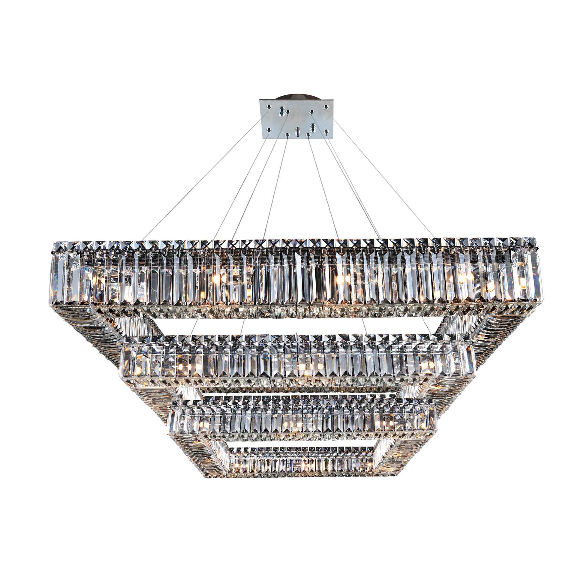 36 light 35 inch 3 tier chrome chandelier