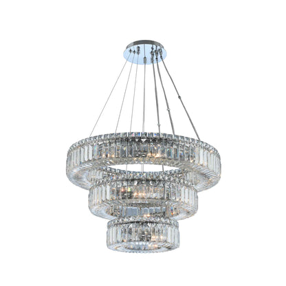 18 light 26 inch 3 tier chrome chandelier