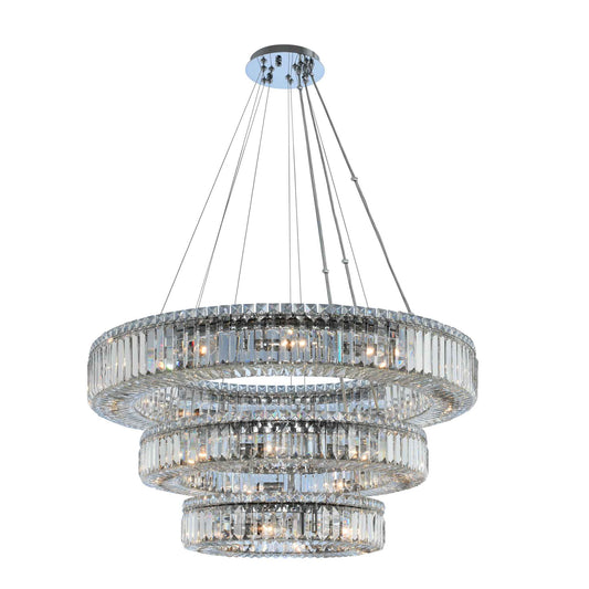 27 light 36 inch 3 tier chrome chandelier