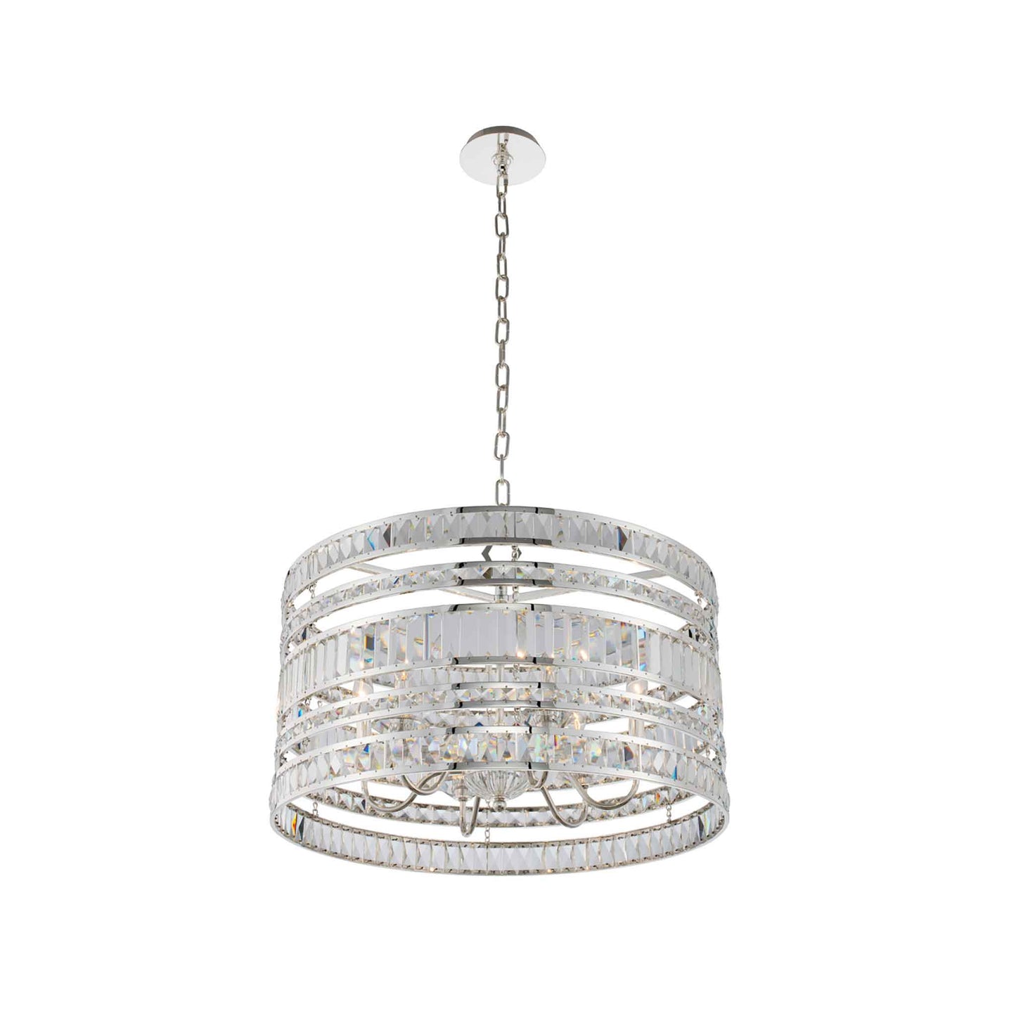 6 light 26 inch silver chandelier