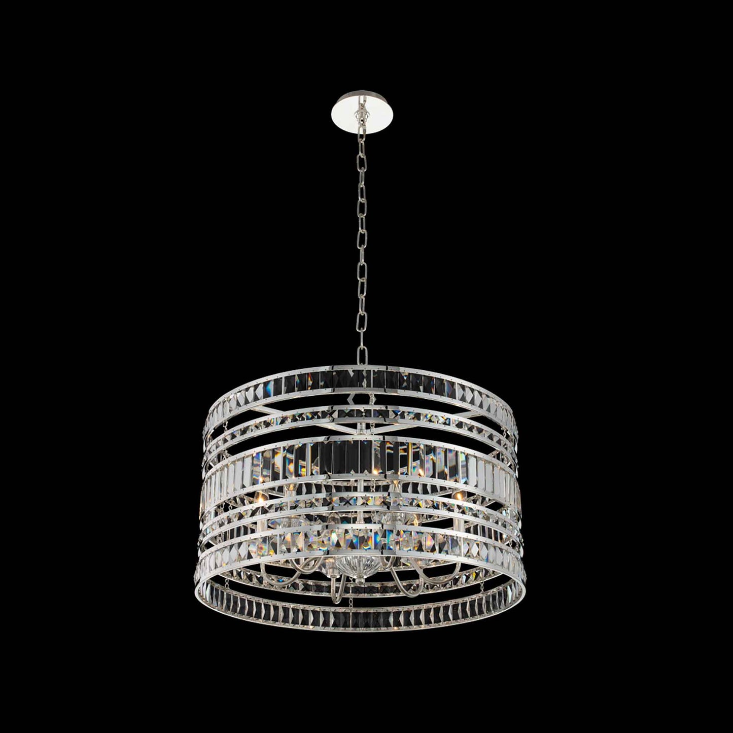 6 light 26 inch silver chandelier