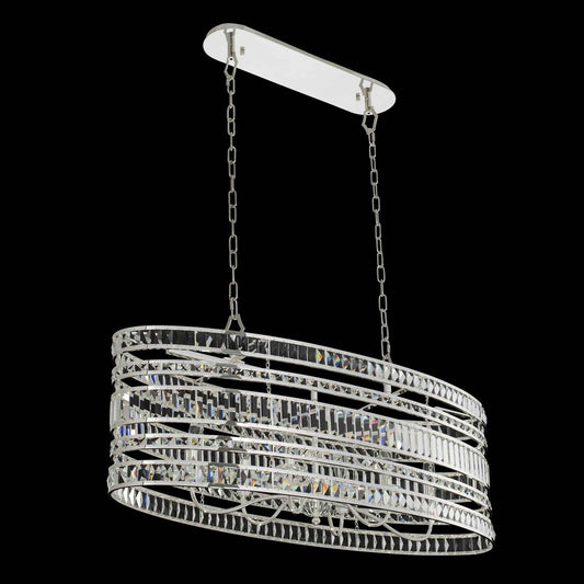 6 light 42 inch silver chandelier