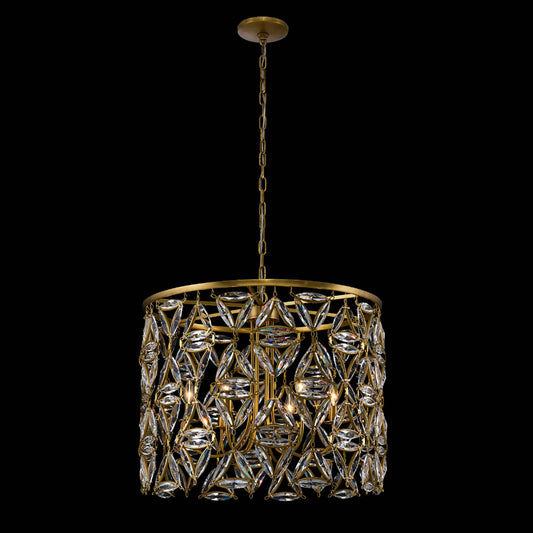 6 light 28 inch true brass chandelier