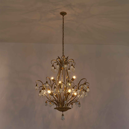 8 light 38 inch winter brass chandelier