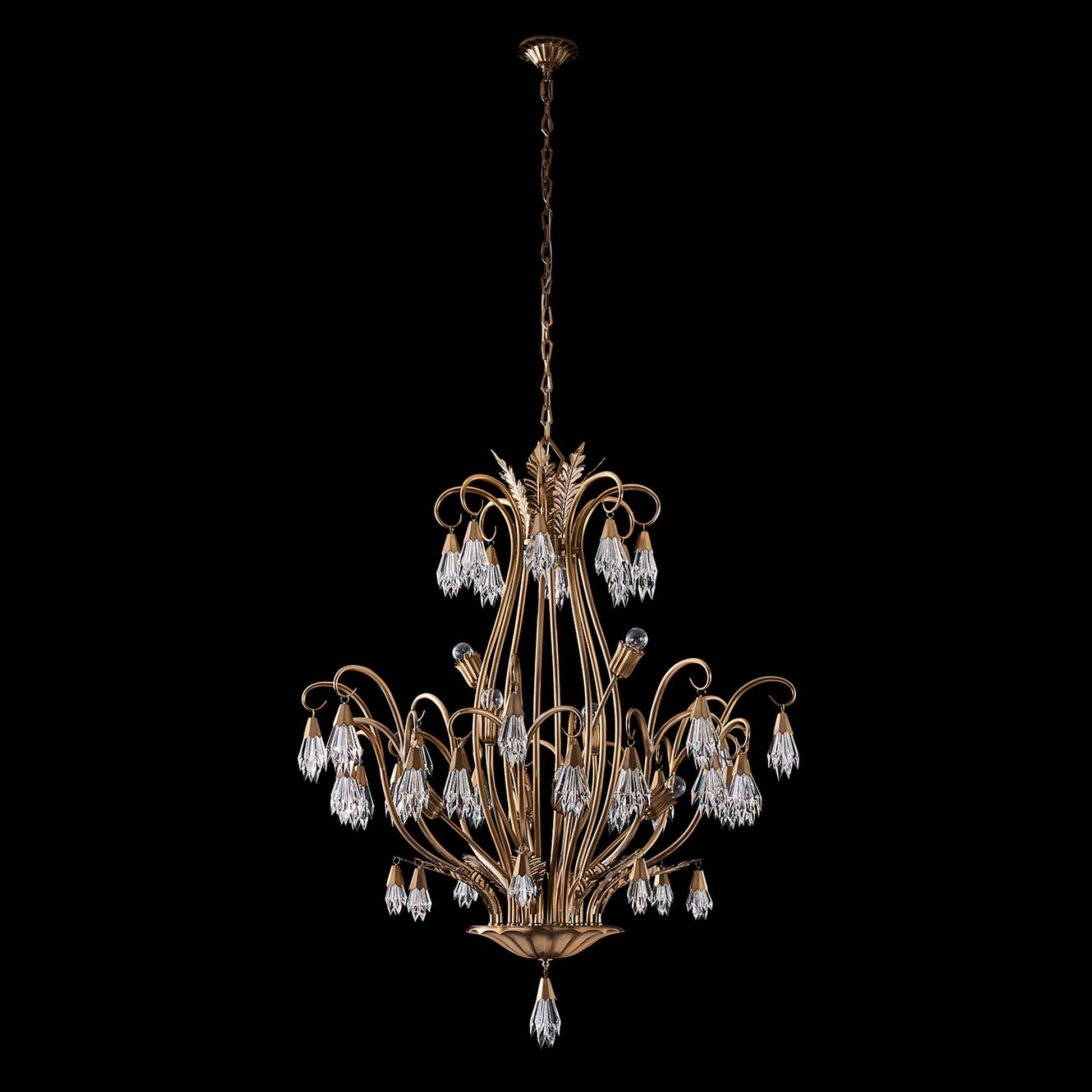 8 light 38 inch winter brass chandelier