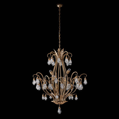 8 light 38 inch winter brass chandelier