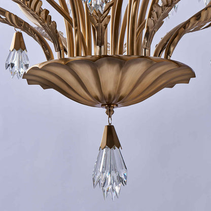 8 light 38 inch winter brass chandelier