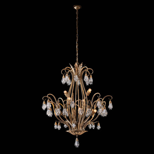 8 light 38 inch winter brass chandelier