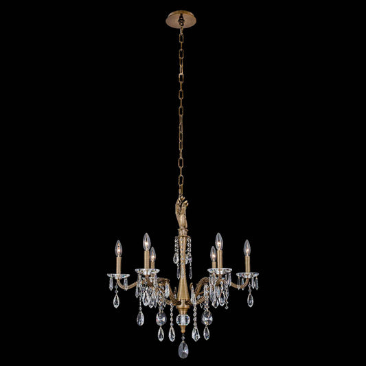 6 light 26 inch historic brass chandelier