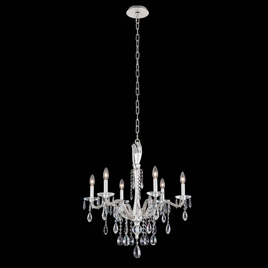 6 light 26 inch pewter chandelier