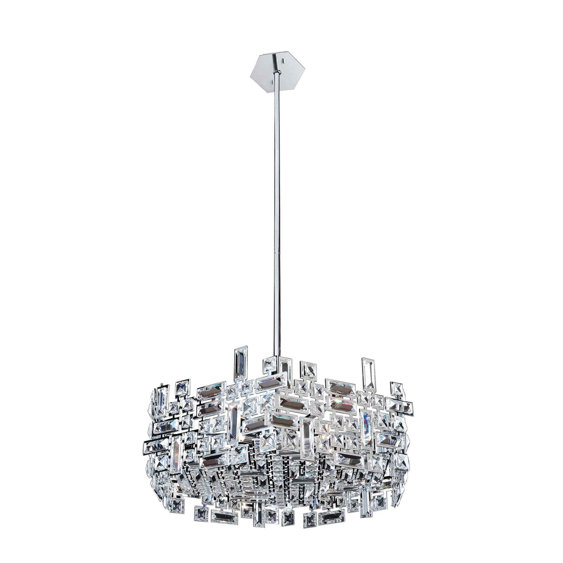 6 light 24 inch chrome hexagonal chandelier