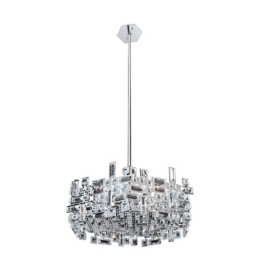 6 light 24 inch chrome hexagonal chandelier