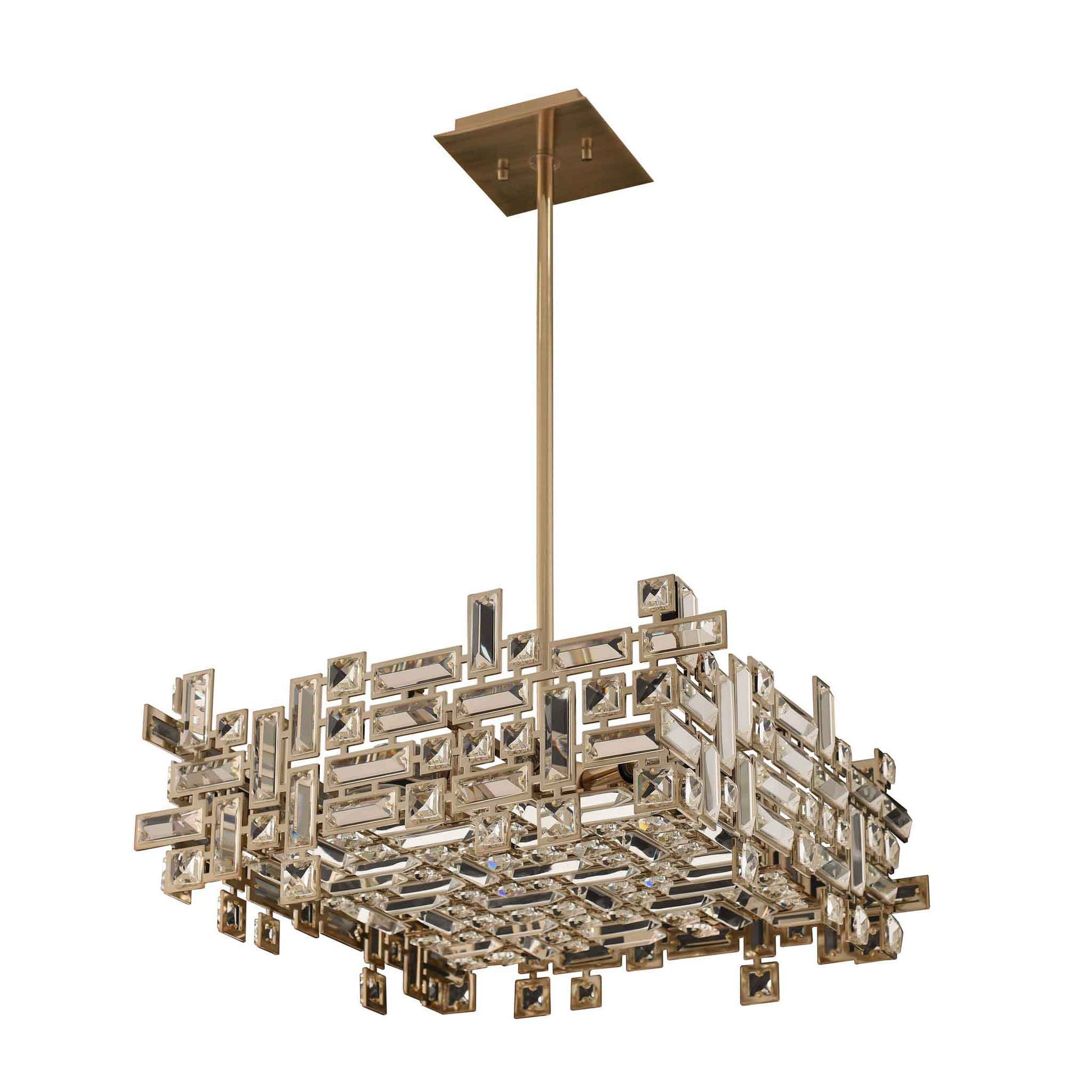 8 light 21 inch gold square chandelier