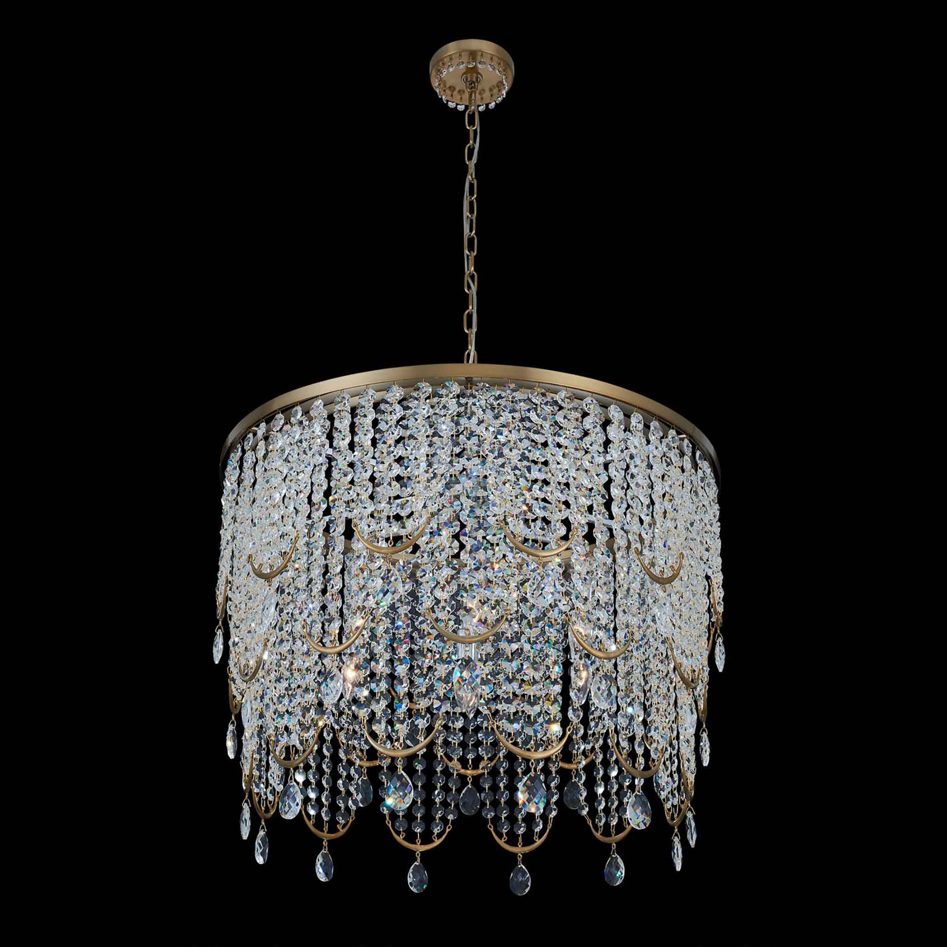 7 light 30 inch winter brass chandelier