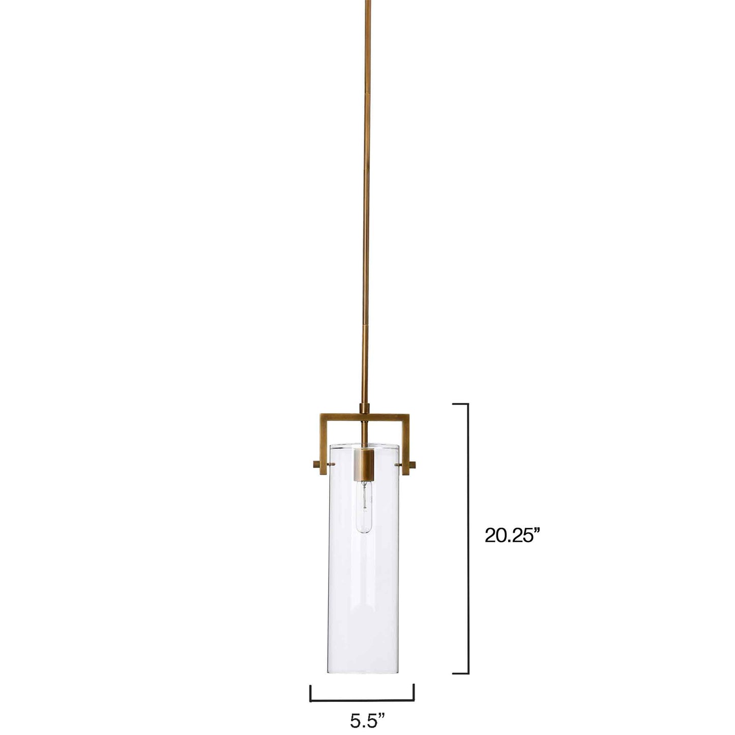 1 light 6 inch antique brass clear glass pendant