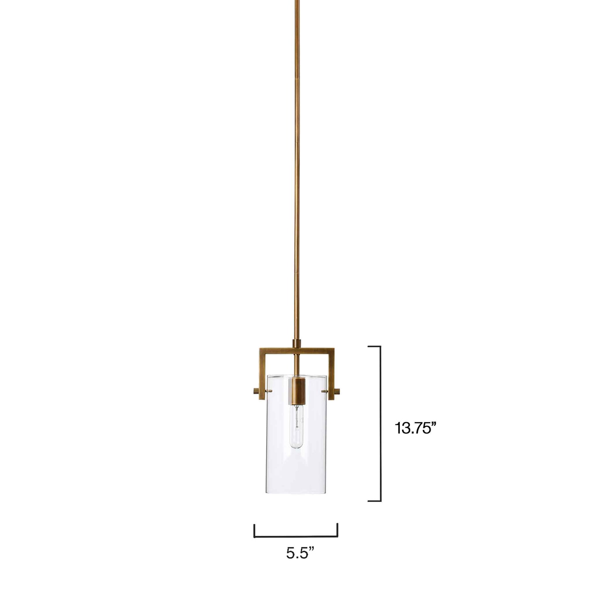 1 light 6 inch antique brass clear glass pendant