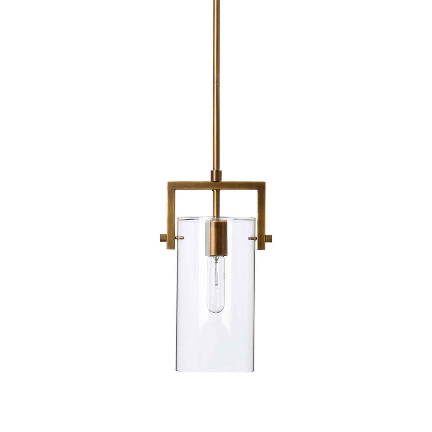 1 light 6 inch antique brass clear glass pendant