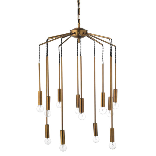 12 light 26 inch brass pendant