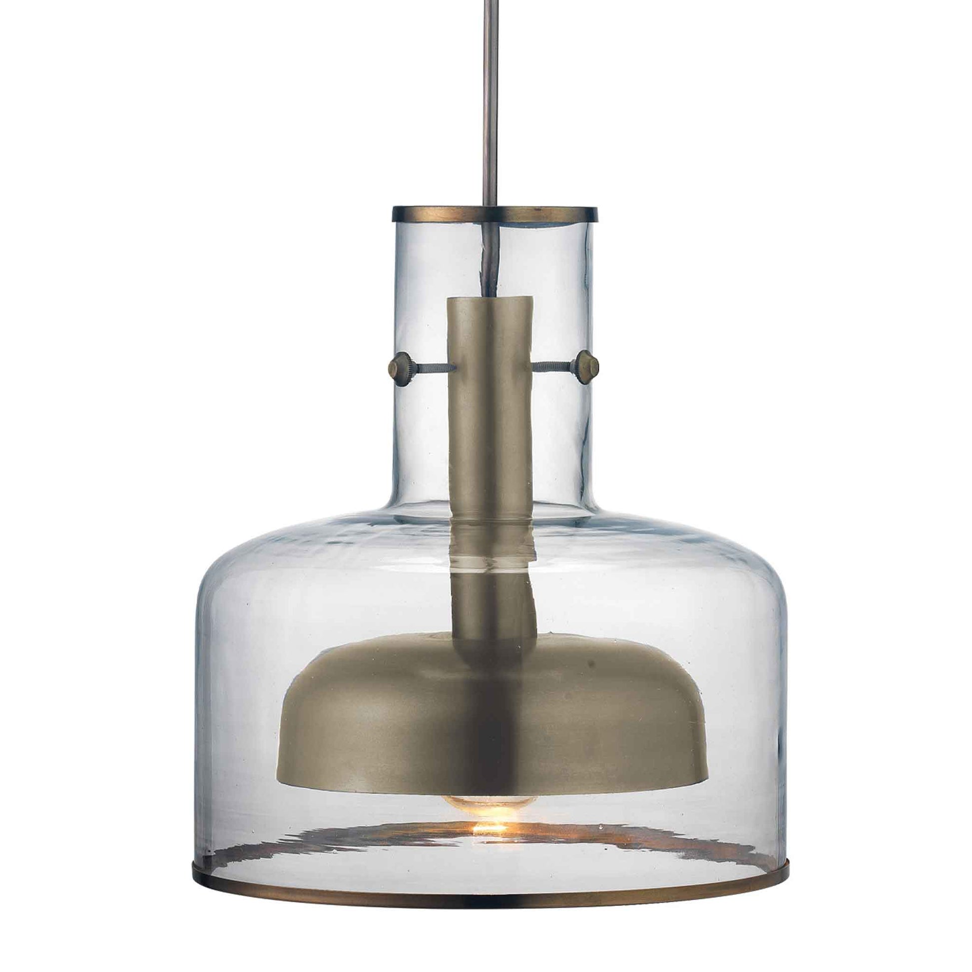 1 light 14 inch brass clear pendant