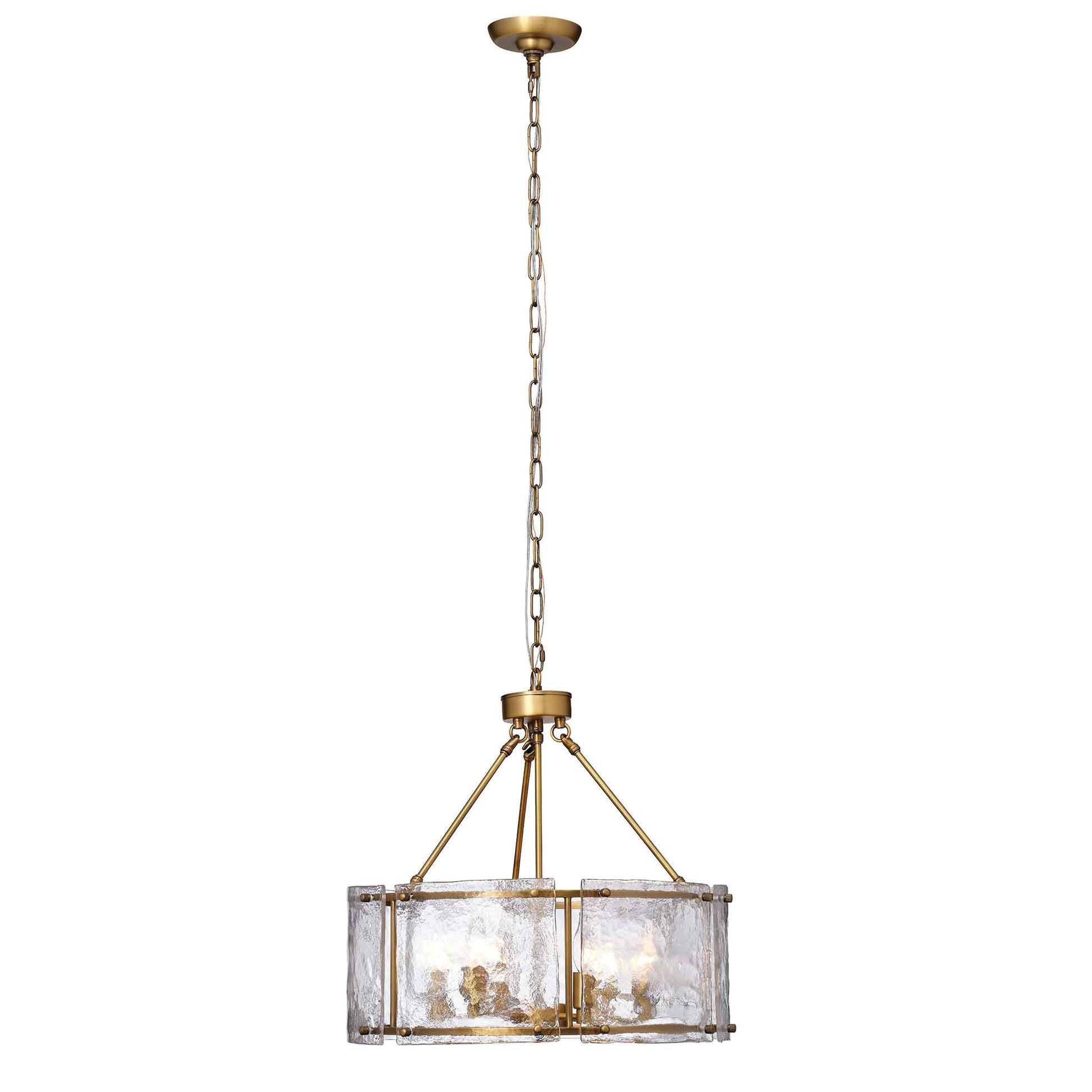 6 light 22 inch antique brass clear glass chandelier