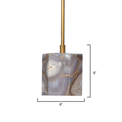 1 light 6 inch antique brass purple agate pendant