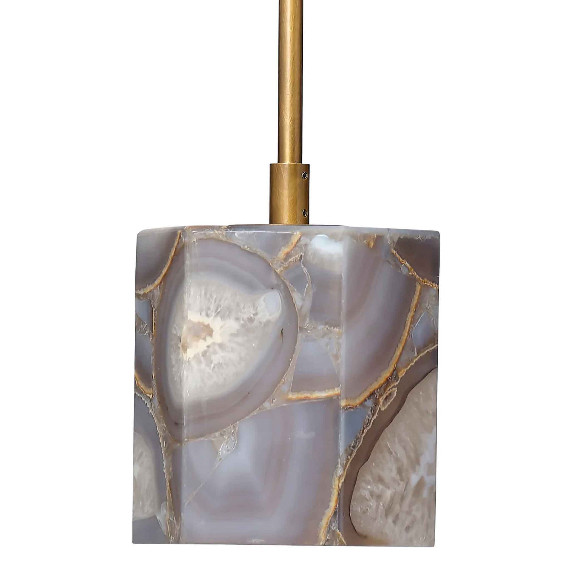 1 light 6 inch antique brass purple agate pendant