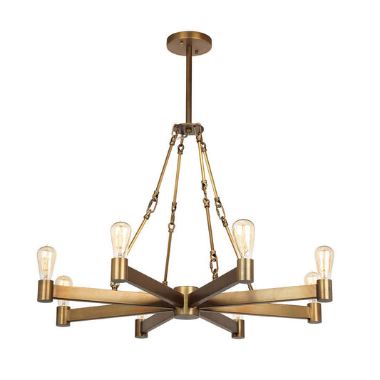 8 light 36 inch brass chandelier