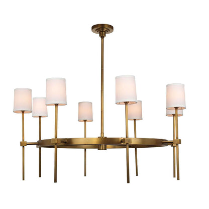 8 light 48 inch brass chandelier