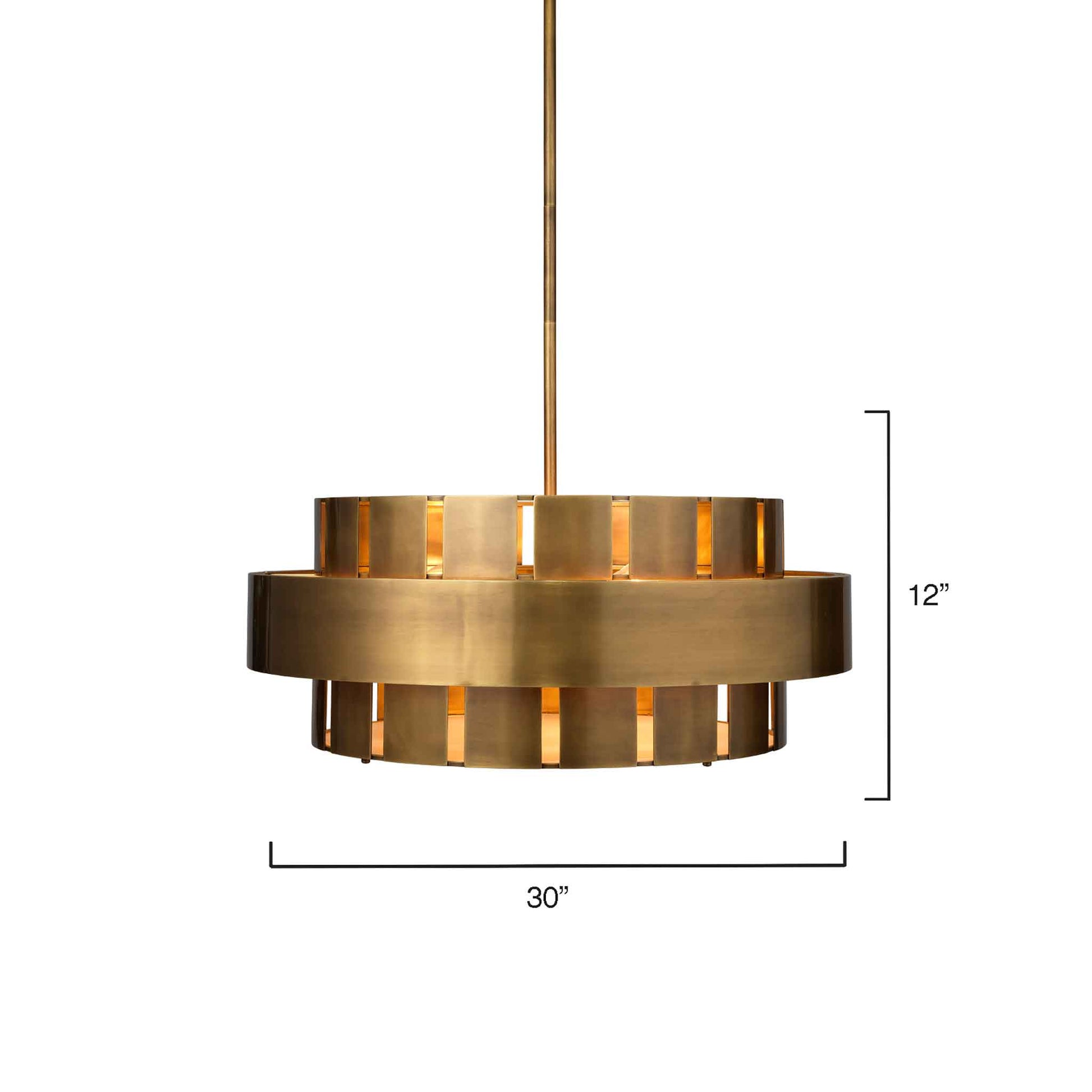 4 light 30 inch brass chandelier