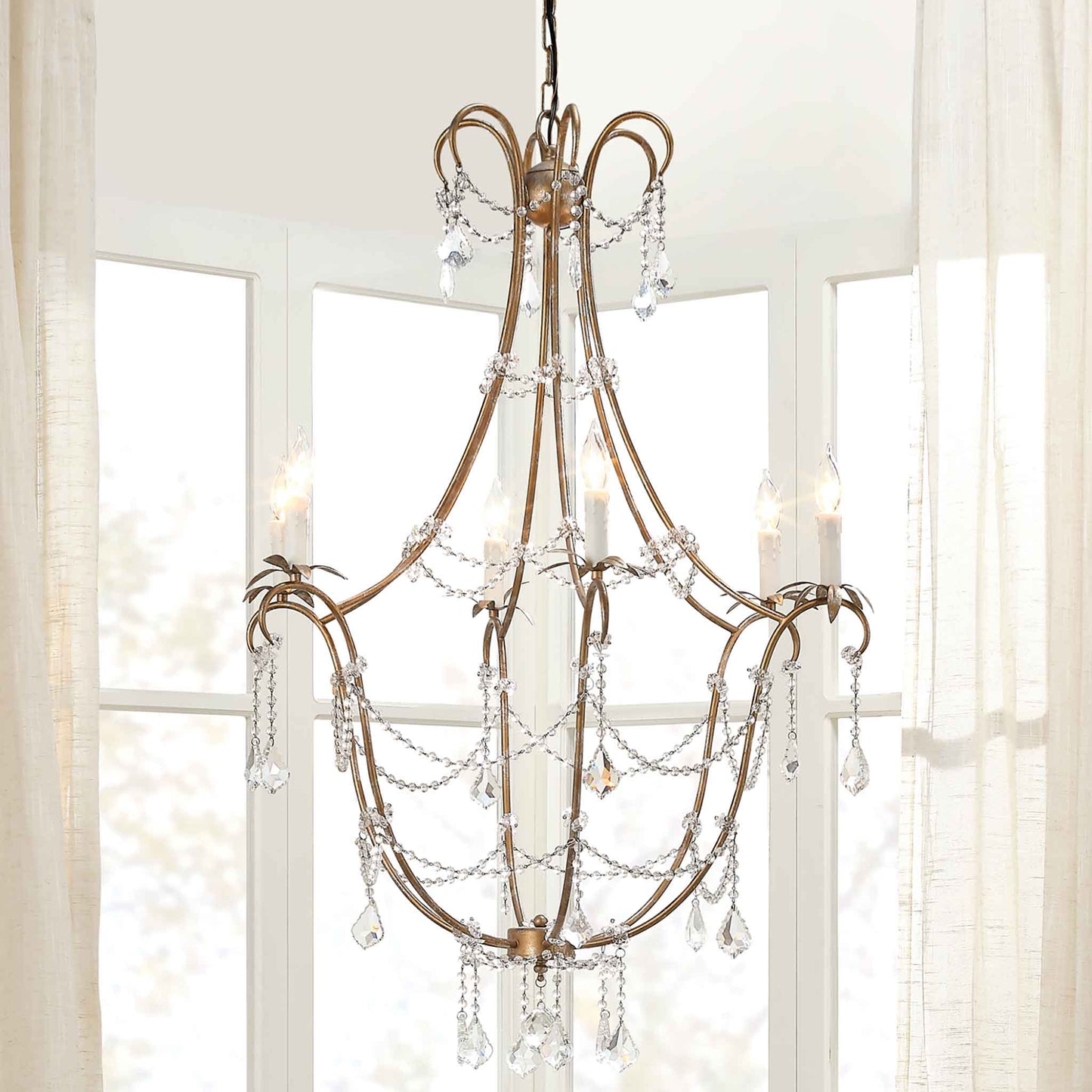 12 light 34 inch champagne clear chandelier