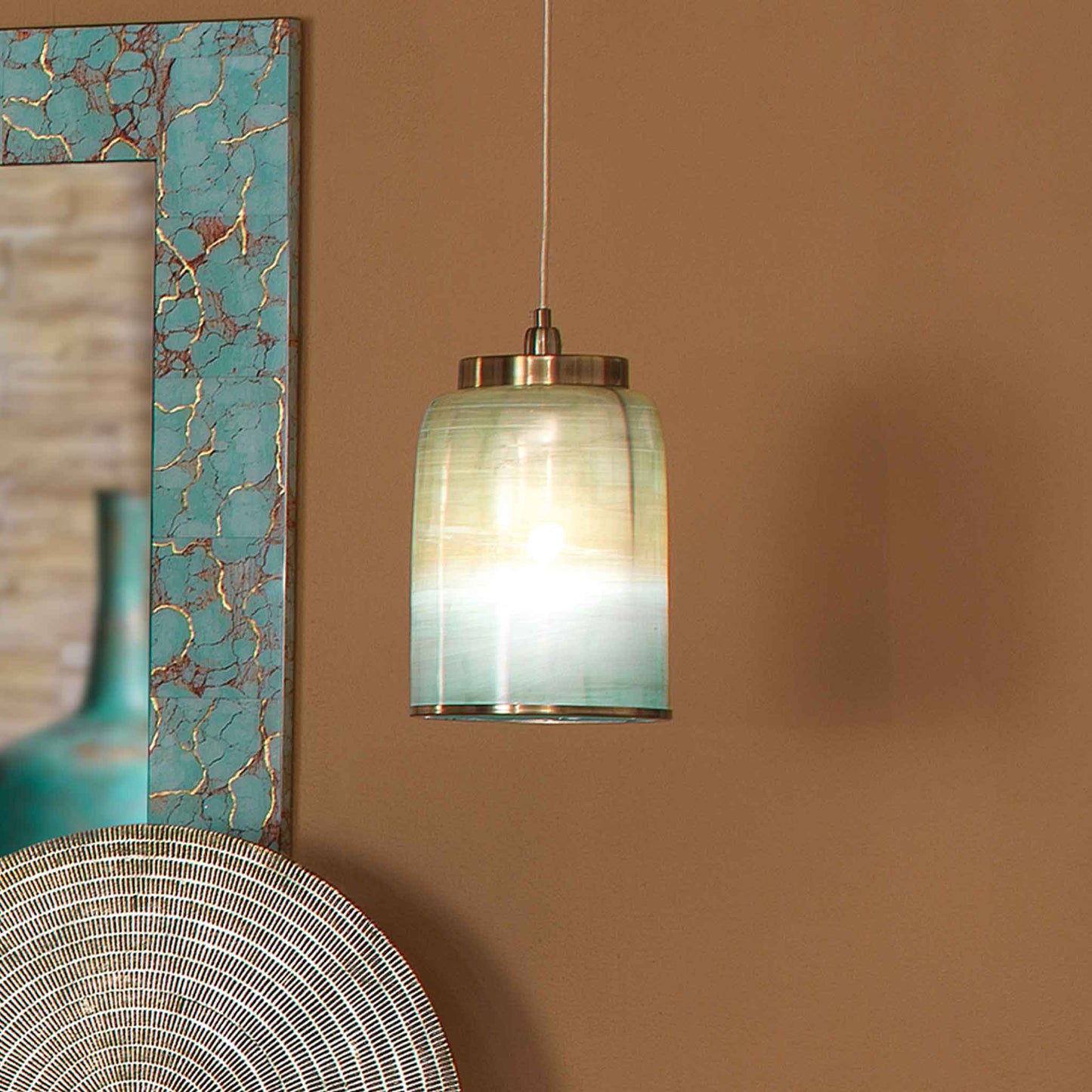 1 light 9 inch aqua pendant