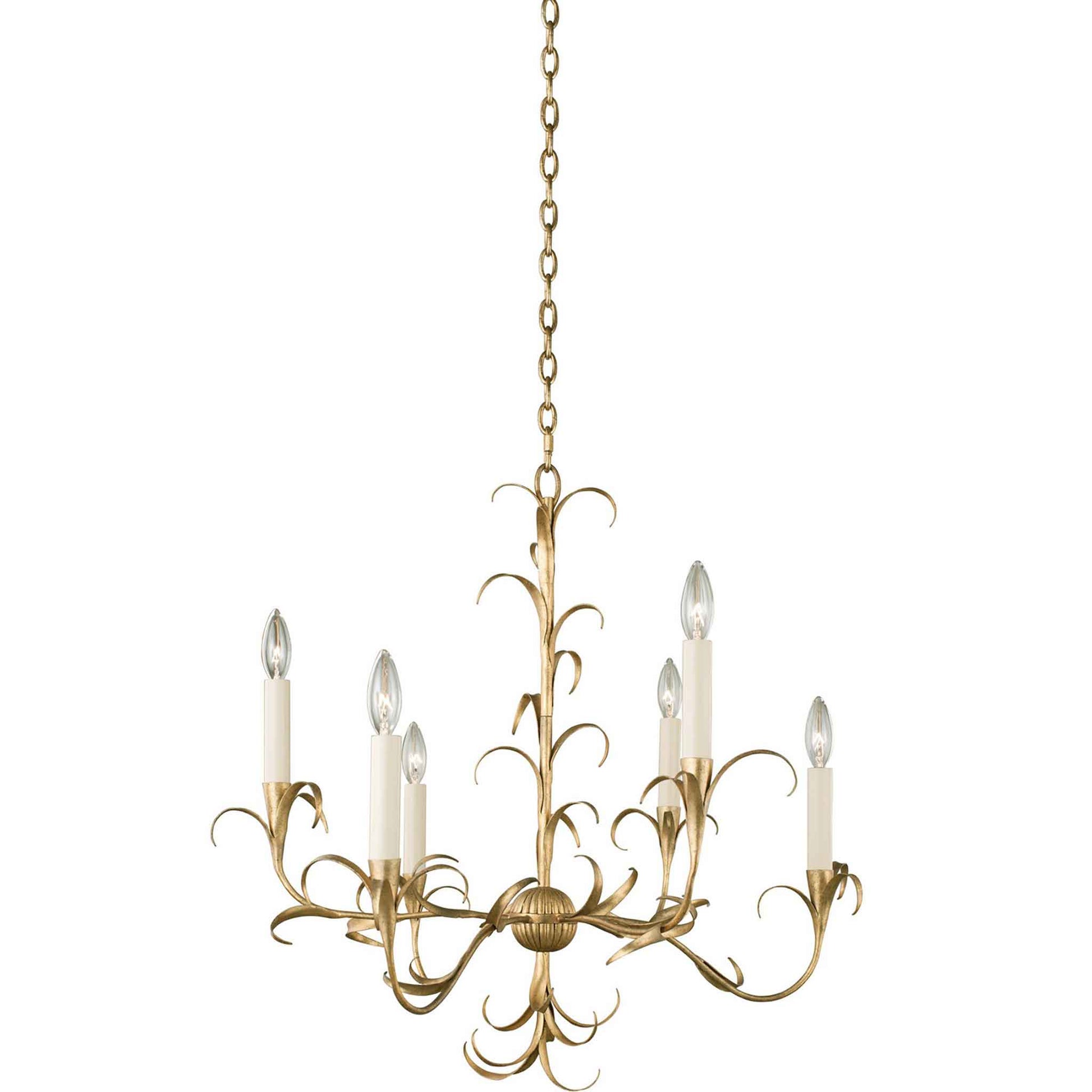 6 light 26 inch oxidized gold leaf chandelier