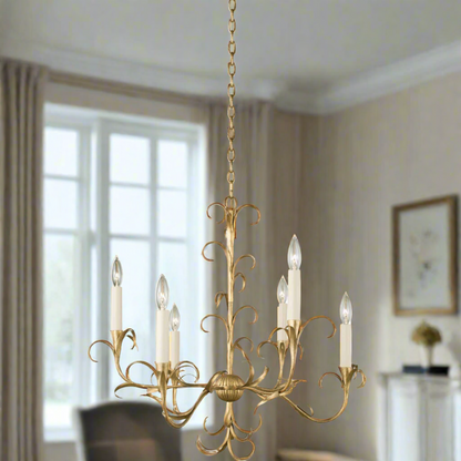 Ainsley 6 Light 26 Inch Oxidized Gold Leaf Chandelier