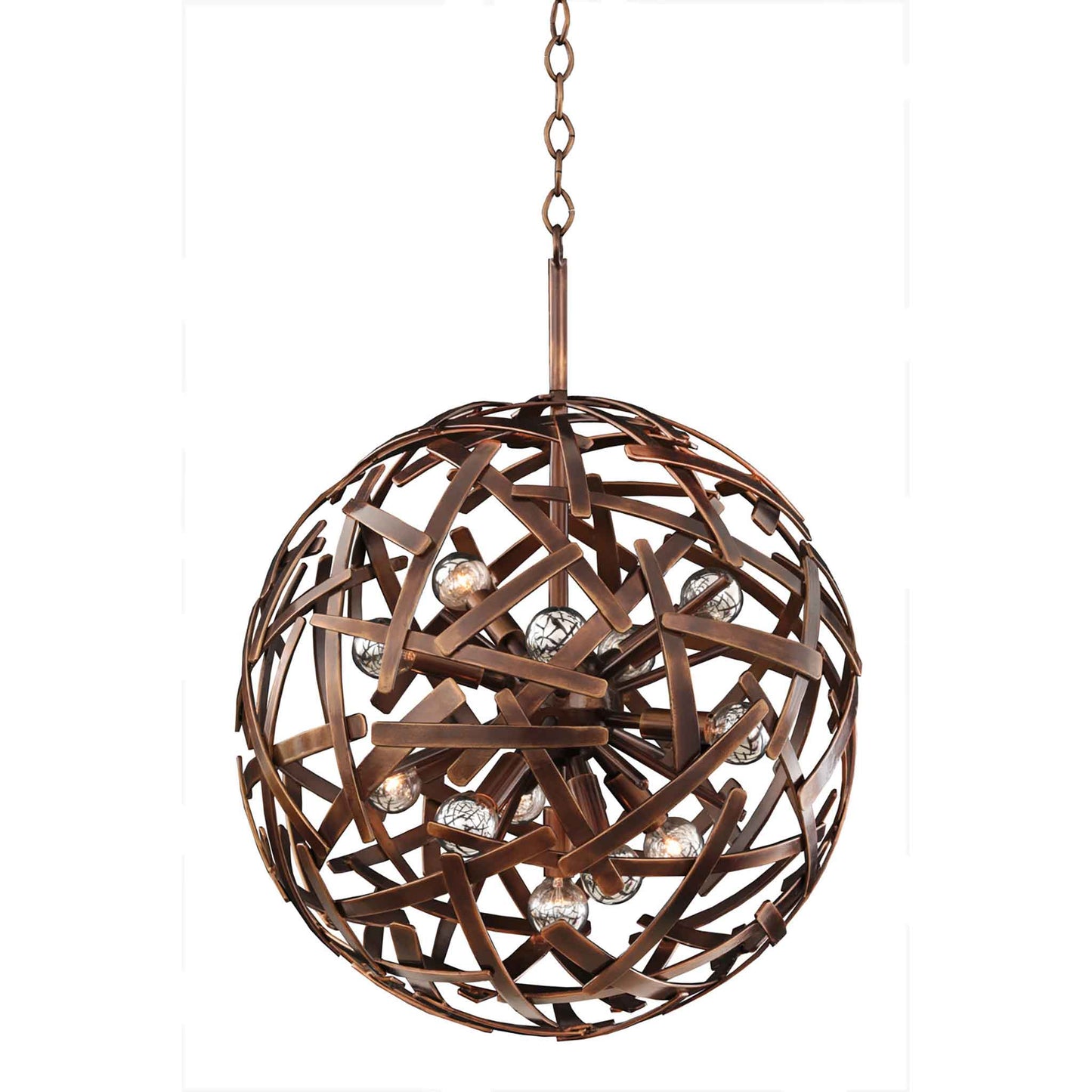 12 light 20 inch copper patina pendant