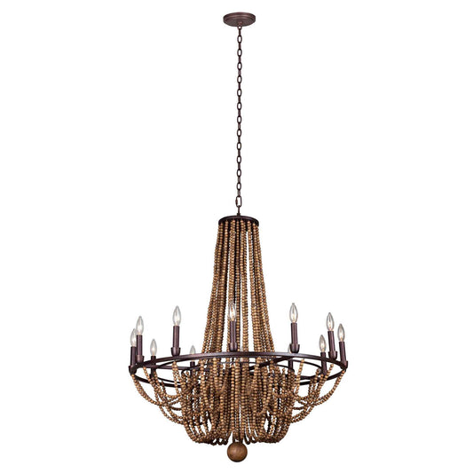 12 light 34 inch royal mahogany chandelier