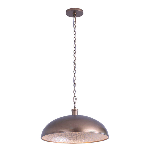 1 light 20 inch pearlized antique brass dome pendant