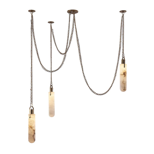 38 inch winter brass led multi drop pendant