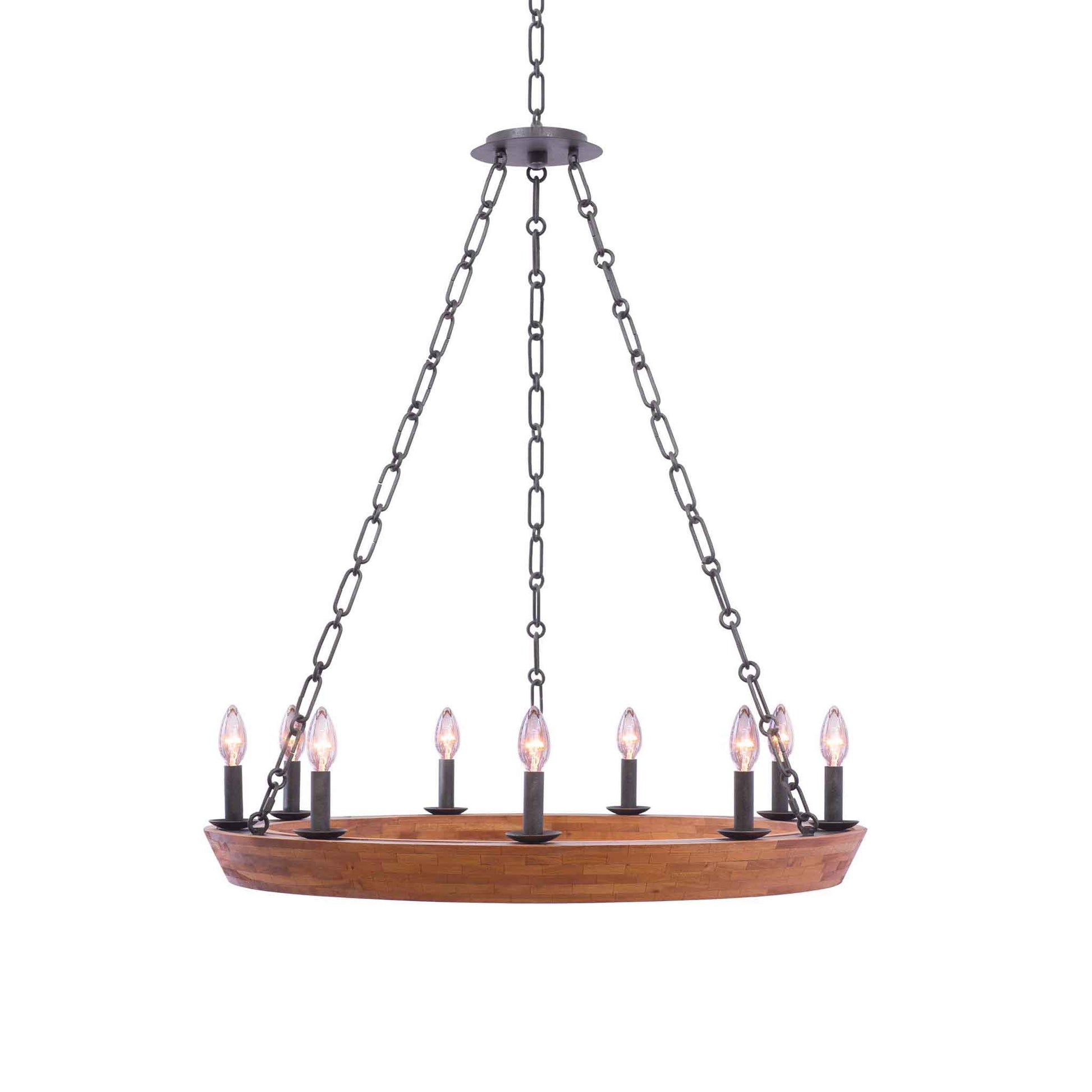 9 light 33 inch black iron chandelier