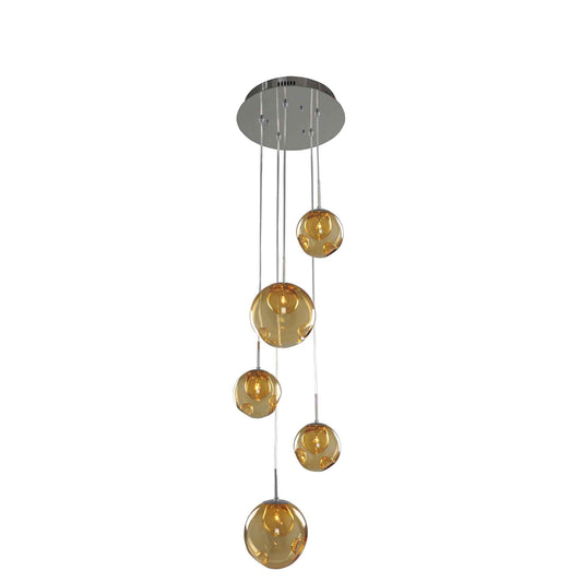 5 light 15 inch chrome pendant